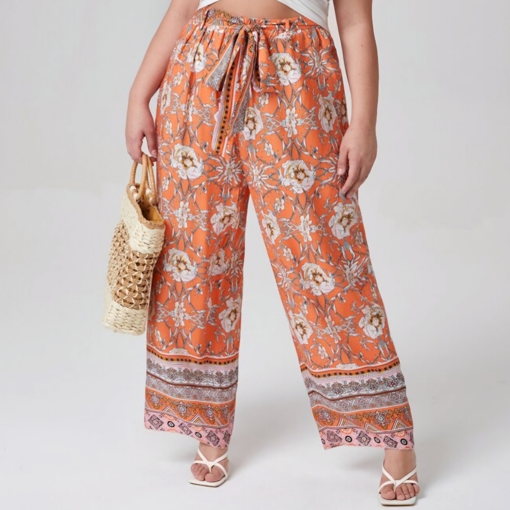 Bohemian Tie Waist Palazzo Pants